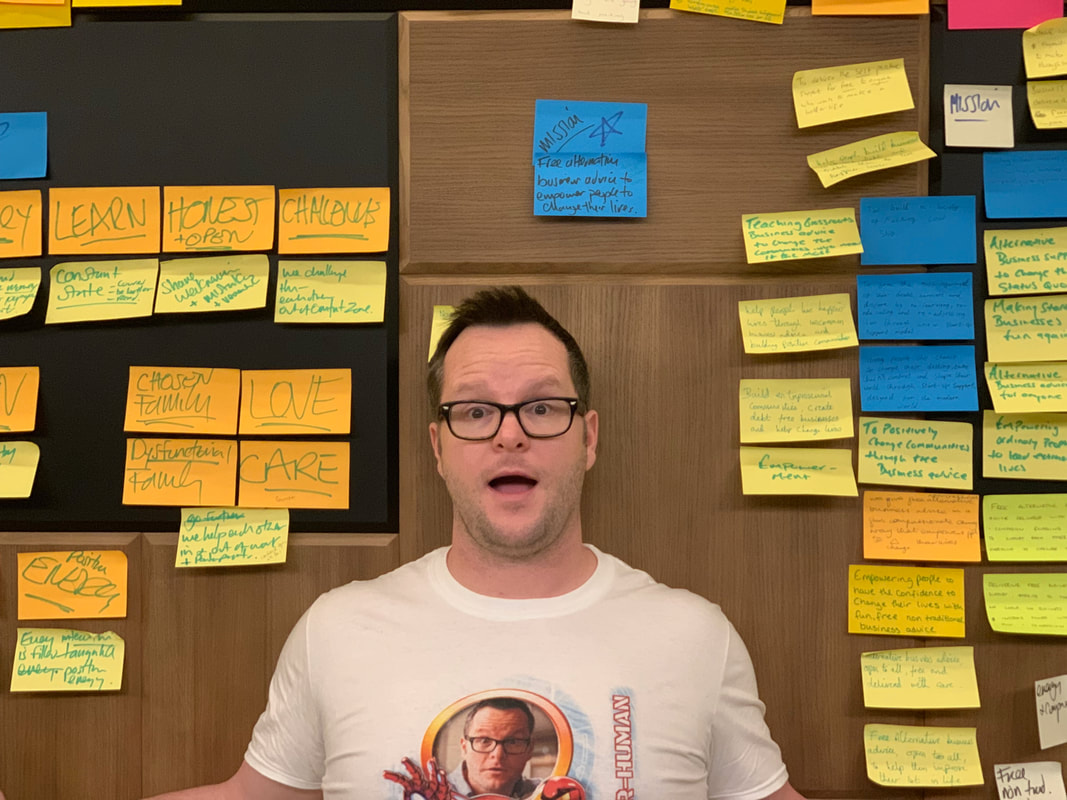 Alan Donegan surrounded by post-it notes