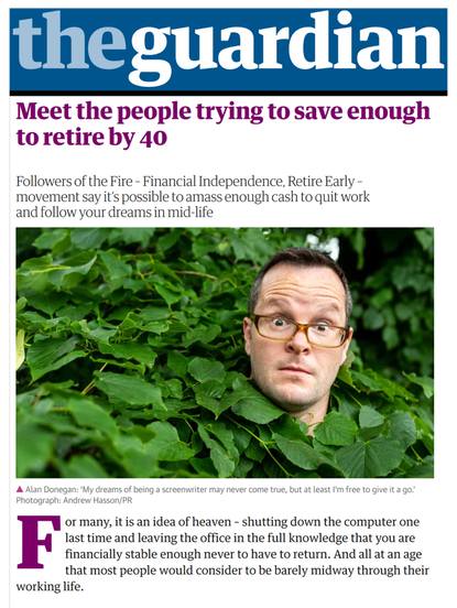 Alan Donegan and the Financial Independence FIRE movement in the Guardian
